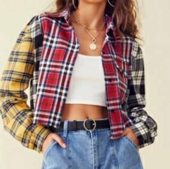 Button front flap pocket tartan blouse - Picture 1 of 2